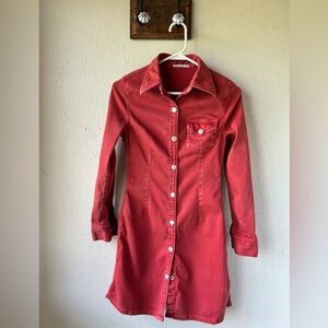 Alexa Chung for AG Red Denim Dress XS